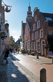 Gabled houses, Rathausstraße, Old Town, Leer, East Frisia, Lower Saxony, Germany