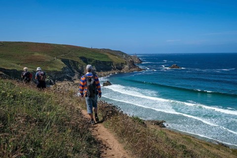 Plogoff, Brittany, France - Hiking trail to the Pointe du Raz, the Grande Randonnée 34 coastal