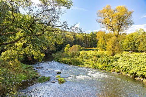 Chemnitz valley with river Chemnitz in autumn, north of Chemnitz, Saxony, Germany