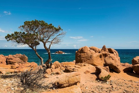 Red rocks and sea, Spiaggia di Coccorocci, near Tertenia, Province of Ogliastra, Sardinia, Italy