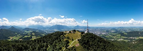Drone image, Gaisberg transmitter on the Gaisberspitze, Gaisberg, Salzburg, Austria