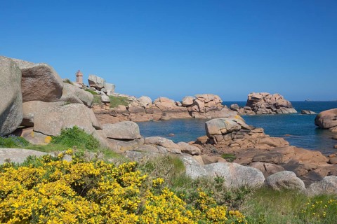 Coast at Lighthouse Mean Ruz at Ploumanac'h, Côtes d'Armor in the morning light
