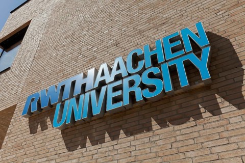 RWTH Aachen University, logo on the building, RWTH Aachen University, North Rhine-Westphalia,