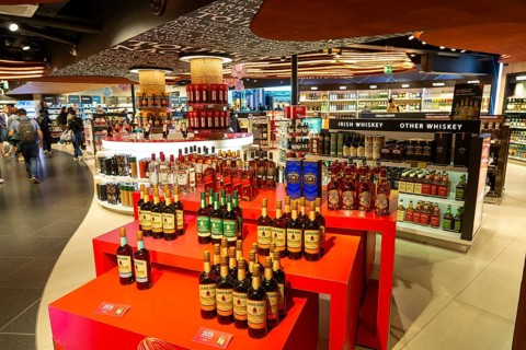 Alcohol shopping in Porto Duty Free shops, Aeroporto Francisco Sa Carneiro, Porto airport, Portugal