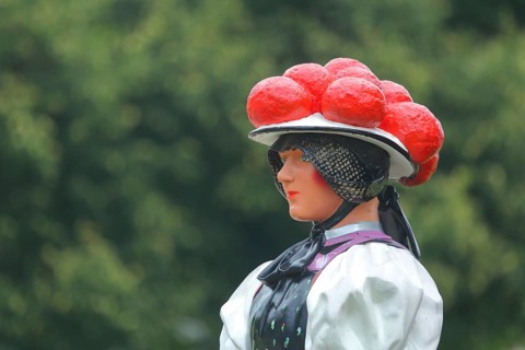 Doll in woman's traditional costume with Bollenhut, Black Forest, clothing, skirt, tradition,