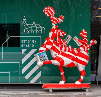 Modern sculpture in front of the State Representation of Bremen, Berlin, Germany