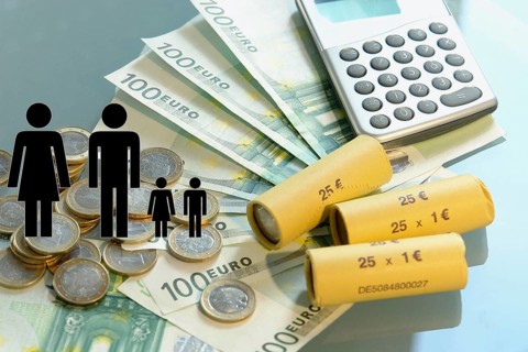 Family allowance, family support, calculator and euro, studio recording, Lower Saxony, Federal
