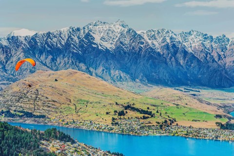 Paragliding over Queenstown, Queenstown, South Island, New Zealand