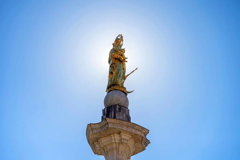 Marian column from the Marian fountain, built 1777-1780, Eichastätt, Upper Bavaria, Germany