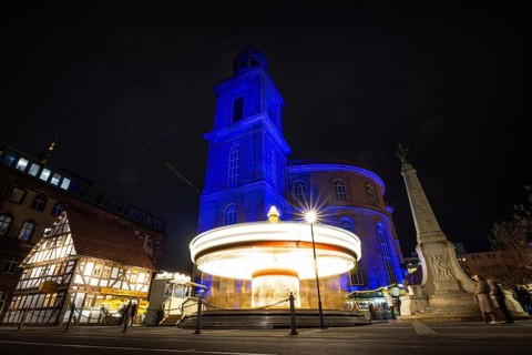 St Paul's Church in Frankfurt am Main will be illuminated in blue in the middle of the Christmas