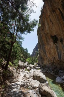 Hiking trail through the Samaria Gorge, south coast, Crete, Greece