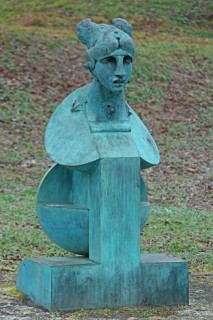 Sculpture Resonance by Jürgen Goertz 2017, bronze sculpture, verdigris, bizarre, whimsical, modern