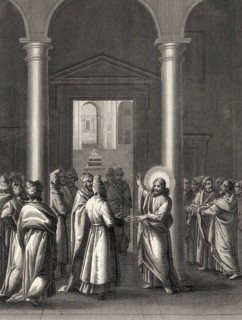 Render unto Caesar, the Tribute Money, Pharisees try to trap Jesus, steel engraving 1853, digitally