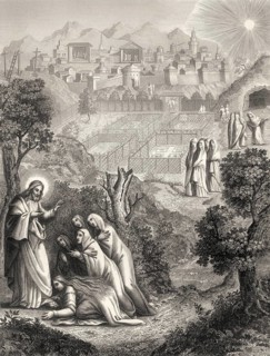 Christ appears to the holy women, Resurrection of Jesus, New Testament, steel engraving 1853,