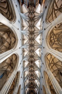 Ribbed vaulting, late Gothic vaulting in Überlingen Münster, parish church of St. Nikolaus,