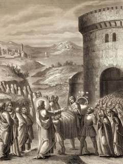 The raising of the son of the widow of Nain, New Testament, 1853, digitally restored