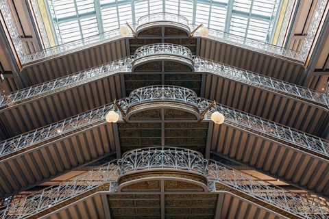 La Samaritaine, Art Nouveau luxury department store, Gustave Eiffel staircases, Paris, France