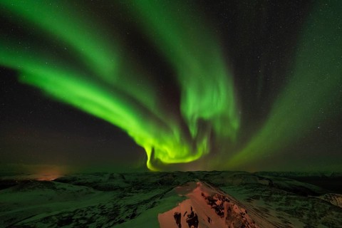 Northern Lights (Aurora borealis), Söröya, Finnmark, Norway, December 2018
