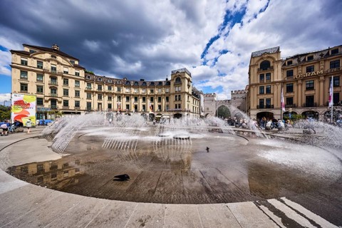 Fountain, general architecture, historic buildings, stachus roundel, neo-baroque style, architect