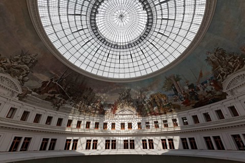 Bourse de Commerce, Pinault Collection, rotunda with dome and fresco Panorama du Commerce from