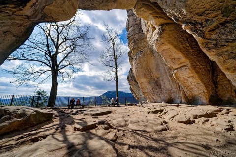 Natural arch Kuhstall am Neuen Wildenstein, natural wonder, national park, hiking destination, rock