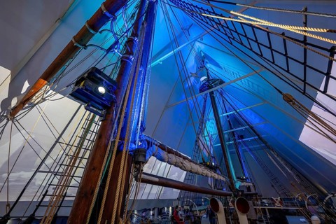 Upper deck and, historic polar research ship Fram by Fridtjof Nansen and Roald Amundsen, Fram