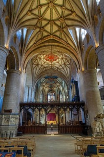 Apse, altar, interior view, former abbey church, Tewkesbury, Gloucestershire, England, Great