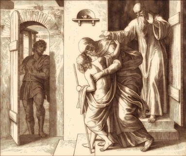 The raising of the son of the woman of Shunem, Old Testament, by Julius Schnorr von Carolsfeld