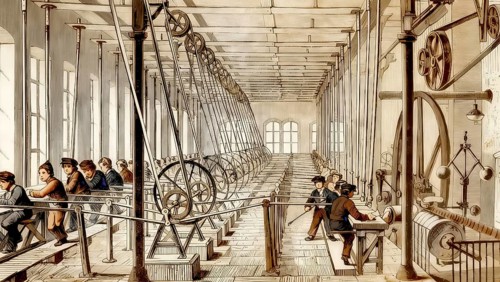 Historical illustration, 19th Century, child labourer in the Industrial Revolution, working at a
