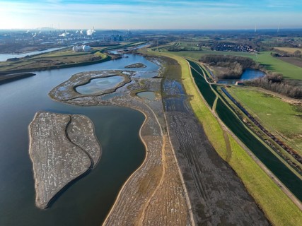 Haltern-Marl, North Rhine-Westphalia, Germany - Lippe, flood protection in the