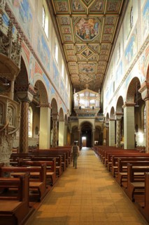 Baroque town church of St. Marien, ceiling with paintings and decorations, handicrafts, interior