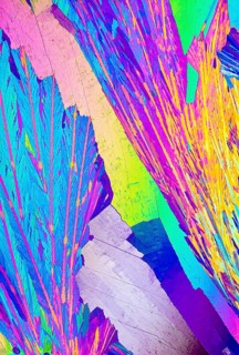 A dazzling microscopic image capturing the crystalline structure of Adipic acid, showcasing intense