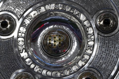 Bundesliga Meisterschale, cup, trophy, detail, close-up, Allianz Arena, Munich, Bavaria, Germany