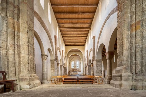 Interior of the Romanesque monastery church of St. Vitus in Drübeck Abbey, former Benedictine