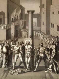 The Flagellation of Christ, New Testament, steel engraving 1853, digitally restored