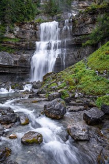 Cascata di Mezzo waterfall, long exposure, Vallesinella, Brenta, Trentino, Italy