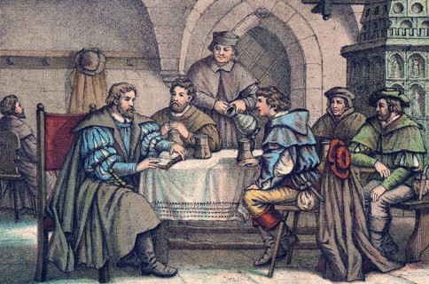 A conversation with Martin Luther at the Hotel Schwarzer Bär, Jena, Germany