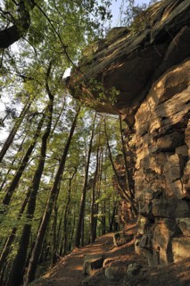 The sandstone rock formation Wanterbaach in Berdorf, Little Switzerland, Mullerthal, Grand Duchy of