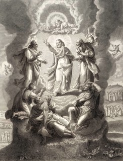The Transfiguration of Jesus, New Testament, steel engraving 1853, digitally restored