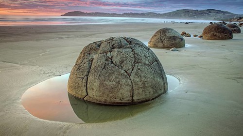 New Zealand, Moeraki Boulders, Otago, Moeraki, stone spheres, South Island, New Zealand