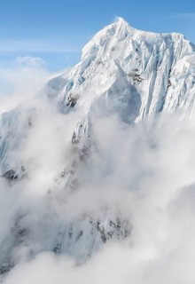 Aerial view, Extreme Ridge of Mount Huntington, 3731 m, Alaska Range, Alaska, USA