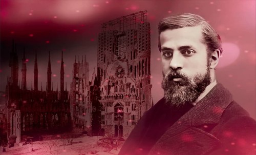 Portrait of Antoni Gaudí i Cornet, 1852 – 1926, Catalan architect and designer from Spain, the