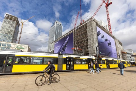View of Alexanderplatz in Berlin. Covivio Tower and The Berlinian construction sites. Megaposter