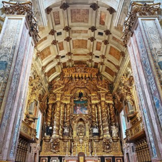 Porto Cathedral, view of the altar with historic double instruments, Sé do Porto, UNESCO World