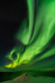 Northern Lights (Aurora borealis), Hasvik, Söröya, Finnmark, Norway, February 2019