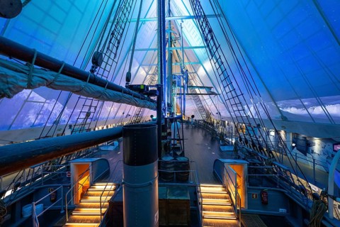 Upper deck, historic polar research ship Fram by Fridtjof Nansen and Roald Amundsen, Fram Museum,