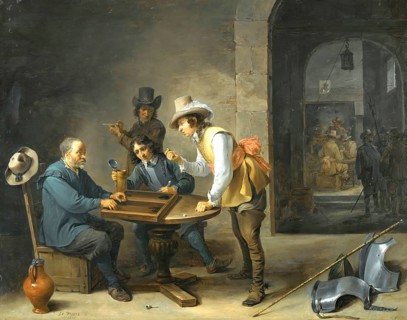 A guardroom scene with Tric-Trac players in the foreground (1647), painting by David Teniers