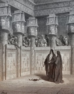 Moses and Aaron Appear before Pharaoh, woodcut by Gustave Doré
