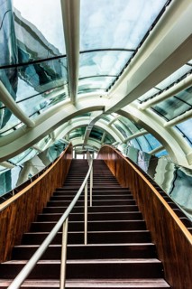 Spectacular double spiral staircase from ground floor to roof terrace, offering breathtaking views