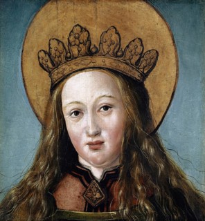 Head Of A Female Saint (Around 1515), authentic reproduction of a work of art, painting, drawing by
